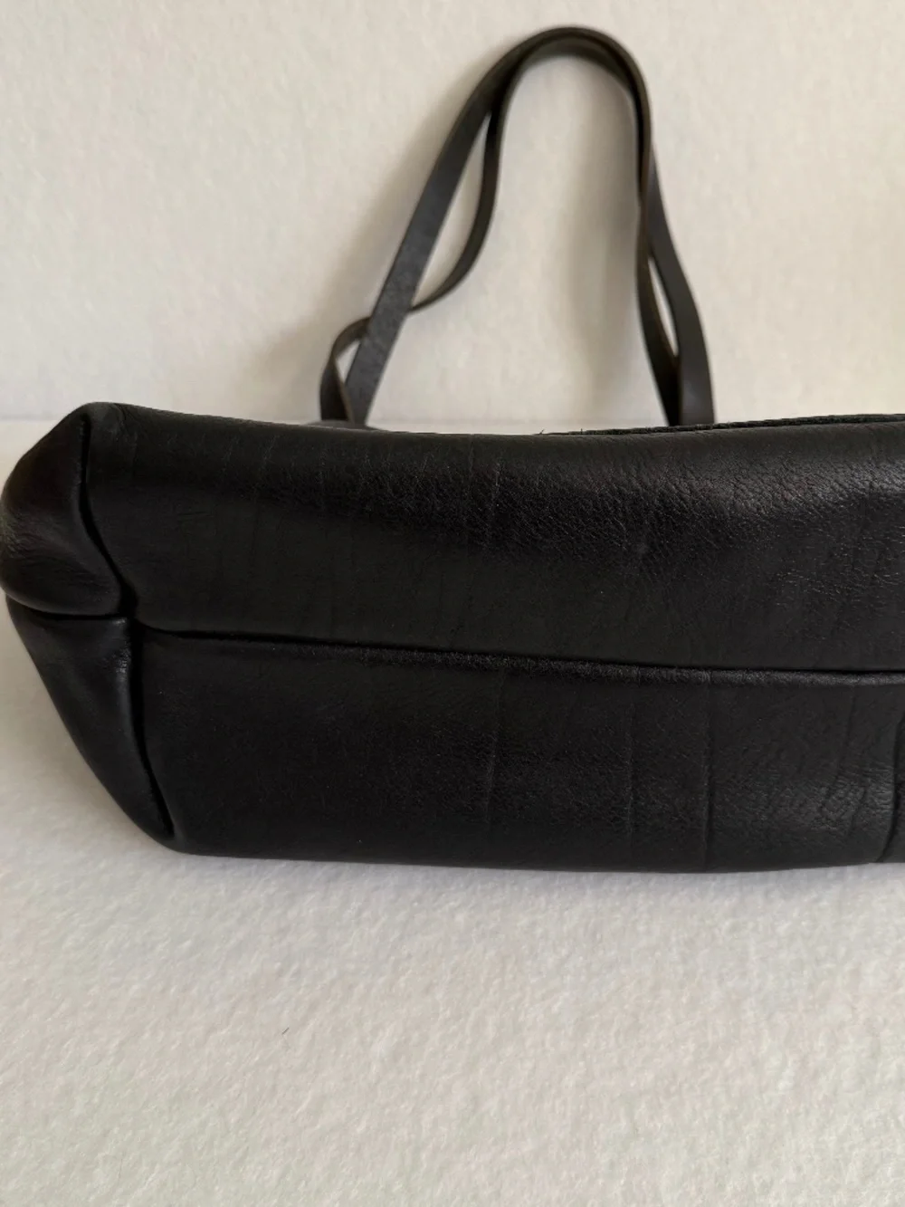 Portland Leather Goods PLG Classic Large Tote in Pebbled Black and Blandles VGUC